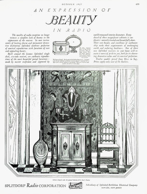 Splitdorf Radio Corp Cabinet Italian Renaissance Furniture Beauty 1927 Print Ad