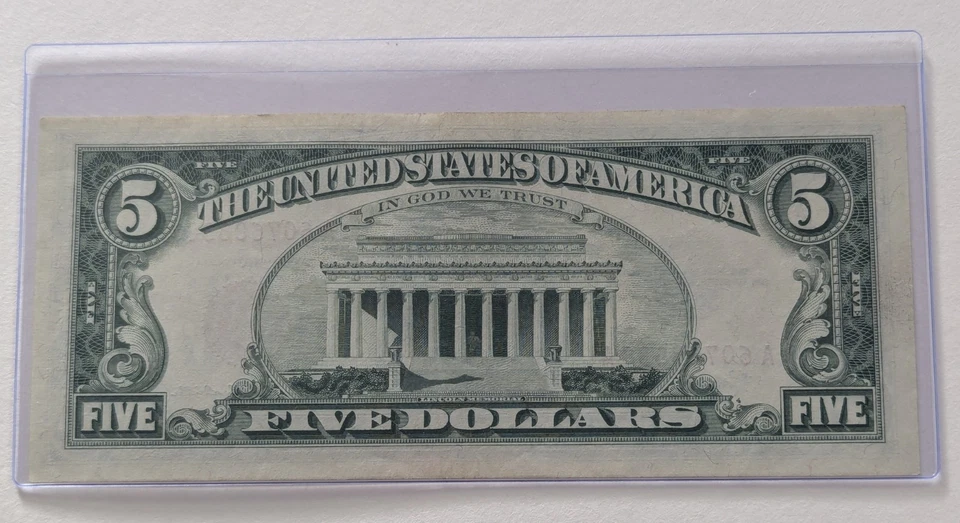 US Five Dollars, 1963, $5 Red Seal, Uncirculated  - Image 2 of 2
