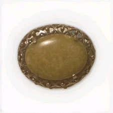 Celtic Green Cabochon Brooch Pin Marked Miracle 