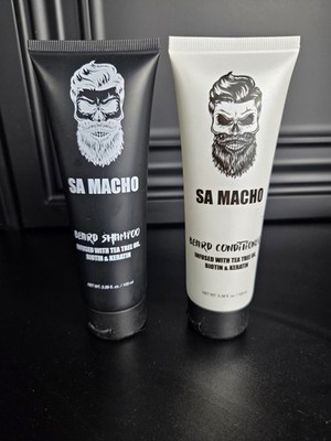 SA Macho Beard Shampoo & Conditioner Set Tea Tree Oil Biotin Keratin 3.38oz 