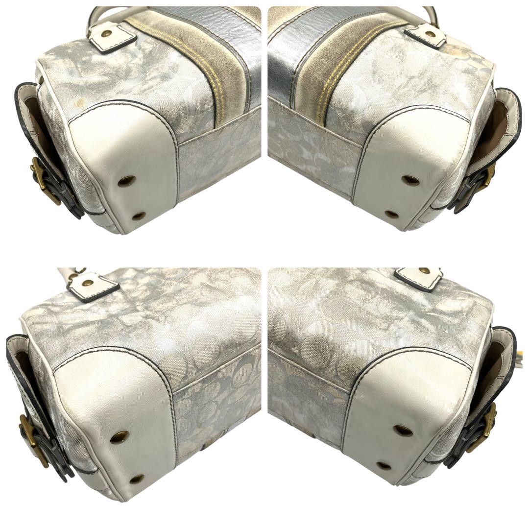 Coach Vintage Y2K Soho Mini Boston Bag White Canvas Leather