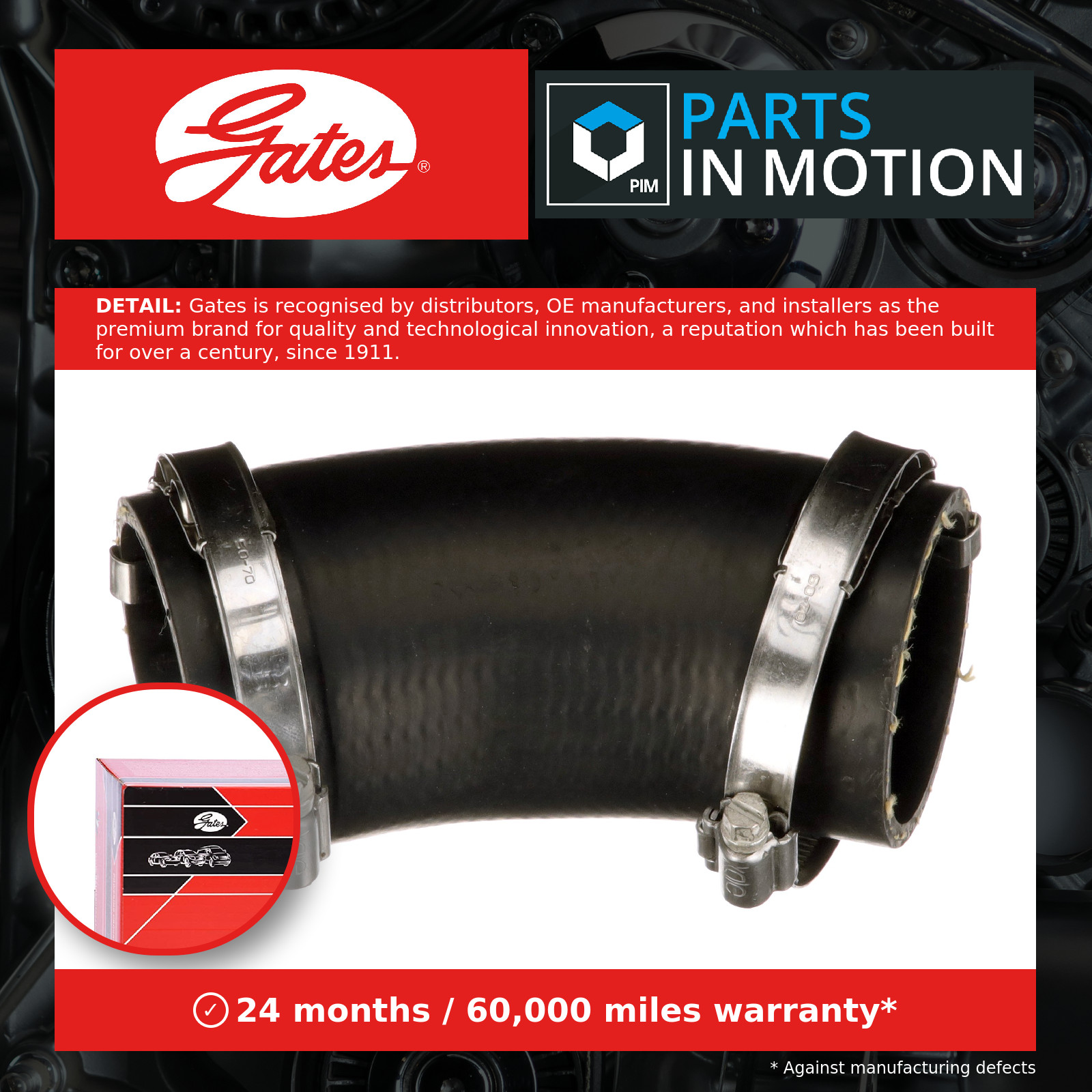 Air duct pipe AEM (Ethylene Acrylate Rubber) 09-0567 GATES for LAND ROVER - Image 12