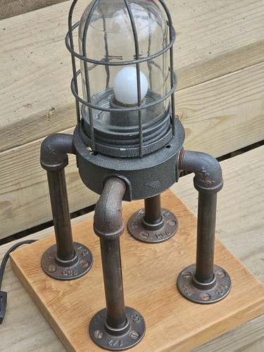 Handcrafted 16" Industrial Pipe Cage Lamp Light - Rustic Steampunk - Works