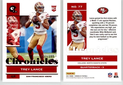 Trey Lance 2021 Chronicles Red #77 /399 NDSU 49ers Chargers RC Rookie