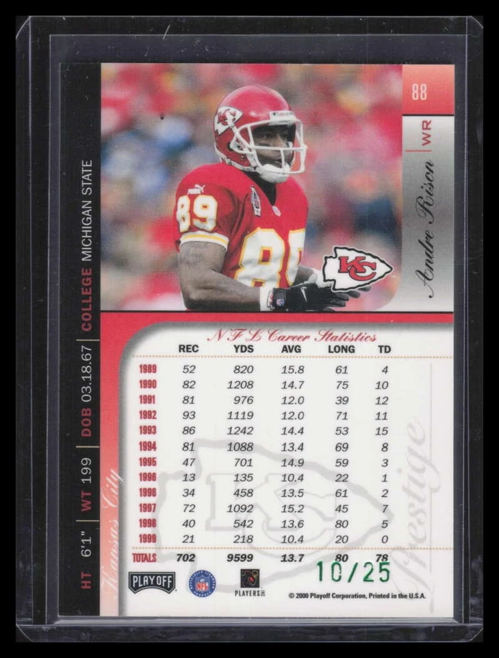 2000 Playoff Prestige Spectrum Green 88 Andre Rison 10/25 - Image 2 of 2