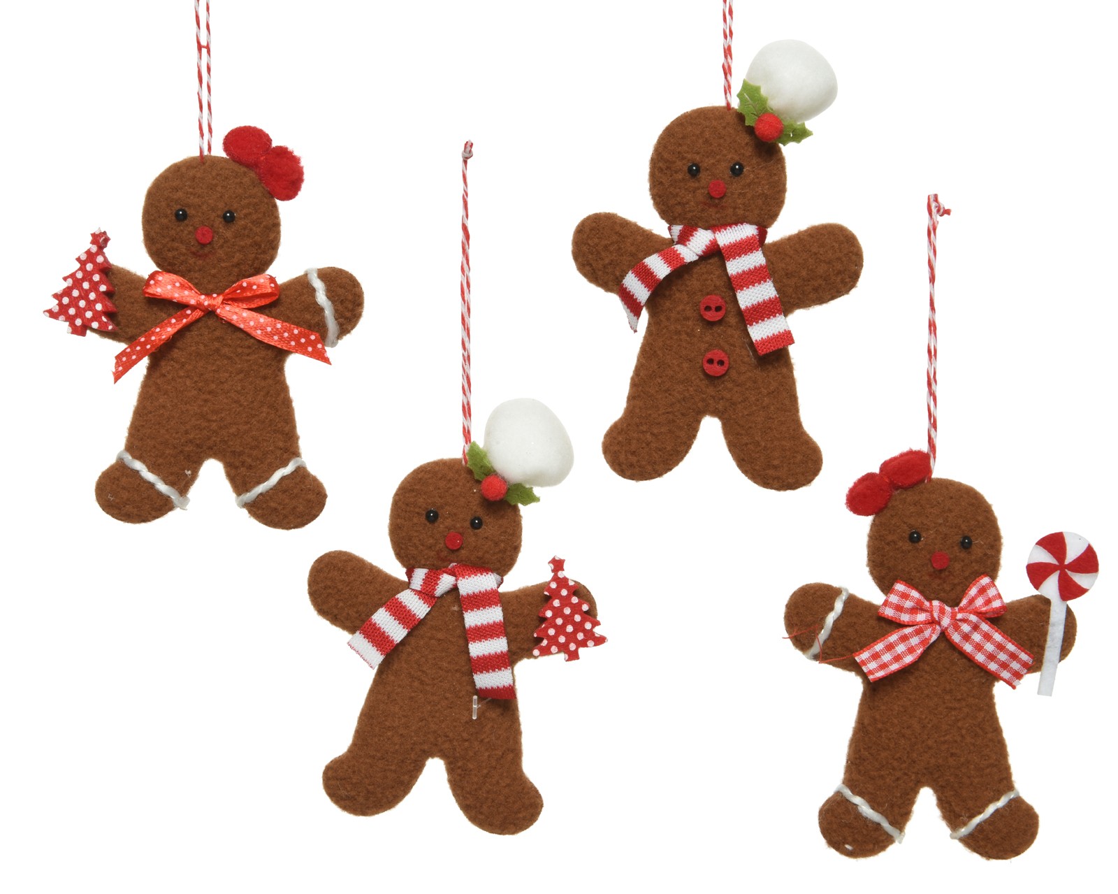 Gingerbread Christmas Tree Decorations 9cm Cute Soft Hanging Gingerbread Man x4