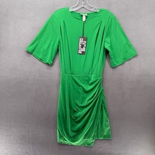 Future Collective Women's Green Ruched Wrap Dress Size XXS