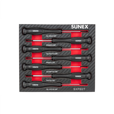 Sunex SXPSD7 SUNEX Precision Phillips & Slotted 7 Piece Screwdriver Set in EVA F