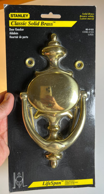 NEW  Classic Traditional Colonial Polished Solid Brass Door Knocker Stanley Gold