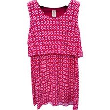 Faded Glory Women's Summer Dress Scoop Neck Red/White Size 16-18 Rayon Lined EUC