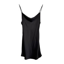 Urban Outfitters Womens Mallory Cowl Neck Slip Mini Dress Sz Small Black Satin