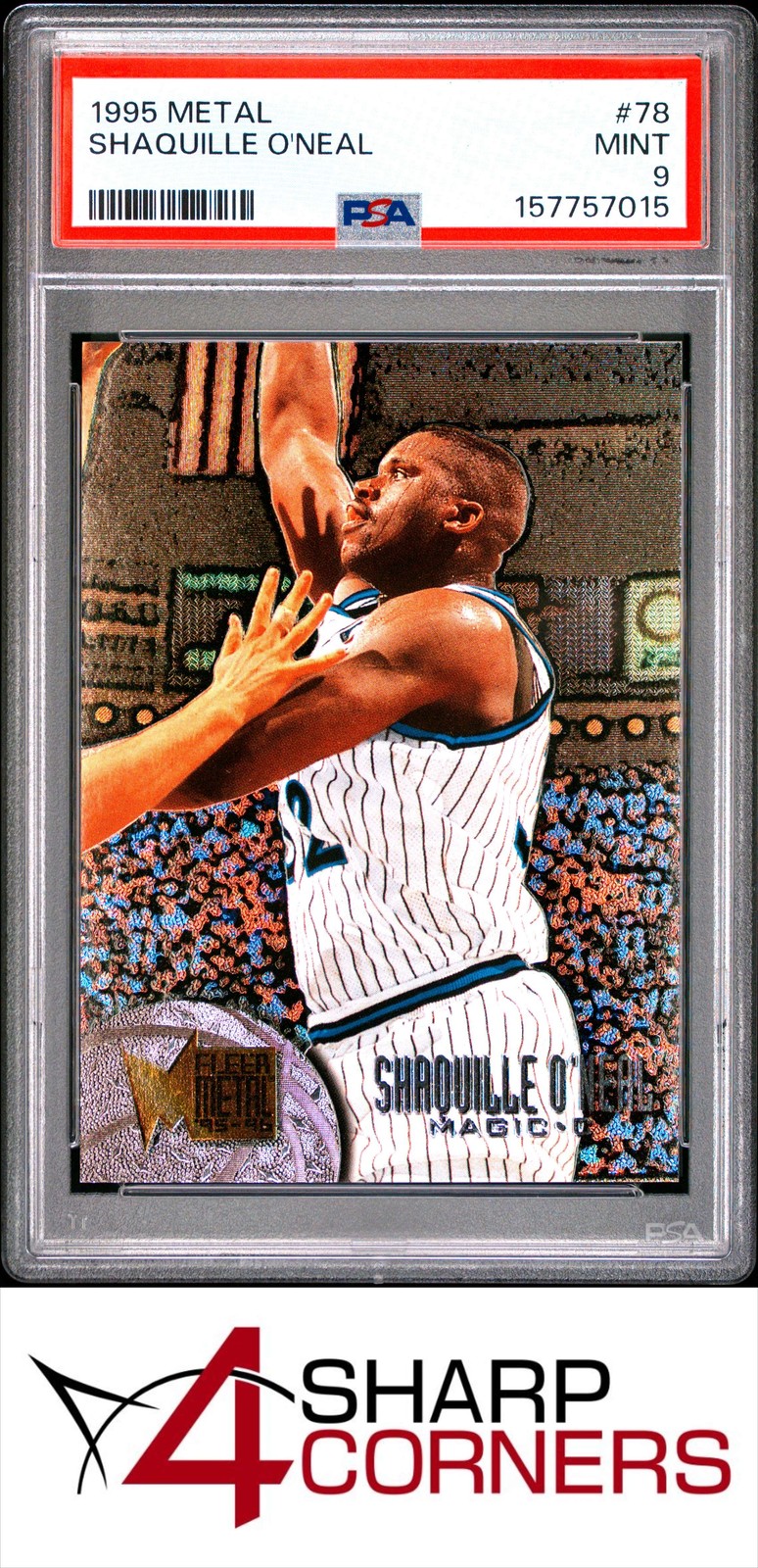 1995 METAL #78 SHAQUILLE O'NEAL MAGIC HOF PSA 9