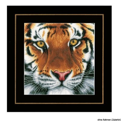 Lanarte cross stitch kit ''Tiger'' evenweave fabric, counted, DIY