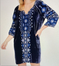 NEW JOHNNY WAS VELVET NOMI EMBROIDERED KAFTAN DRESS LONG TUNIC RARE 1X 2X 398