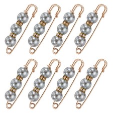 Broches Perle 8 Pièces Gris Clair Brillant