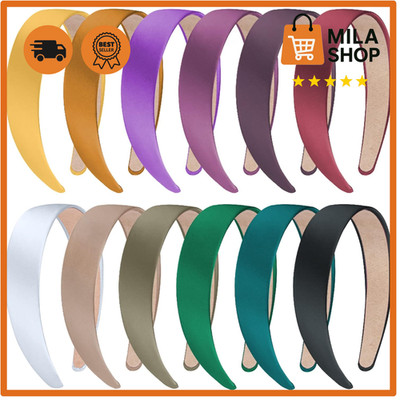 Satin Stirnbänder 12 Stück 3 cm Breit 12 Farben Damen Mädchen Yoga Sport Workout
