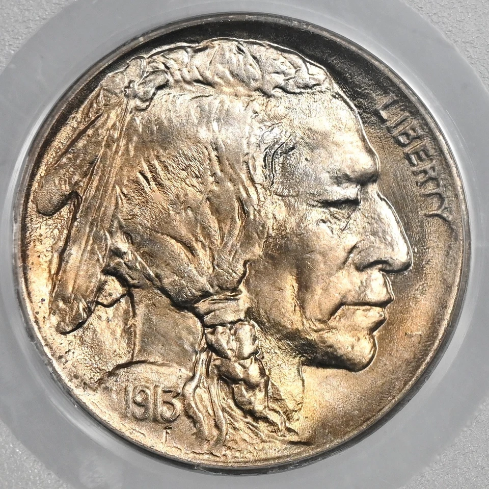 1913-P 5C BUFFALO NÍQUEL TIPO 1 "FILADELPHIA COMO NUEVO" GRADUACIÓN PROFESIONAL MS66 #13253411 TONIFICADO Foto 2 de 4