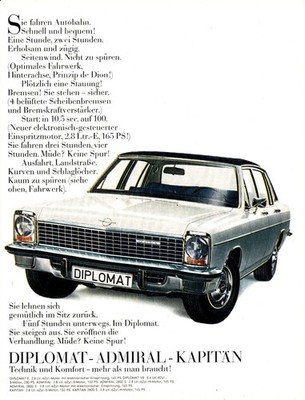3w27215/ Reklame / Werbung aus 1969   OPEL - DIPLOMAT - ADMIRAL - KAPITÄN