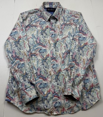 Robert Graham Tailored Fit Multicolor Paisley Long Sleeve Button Down Shirt XL