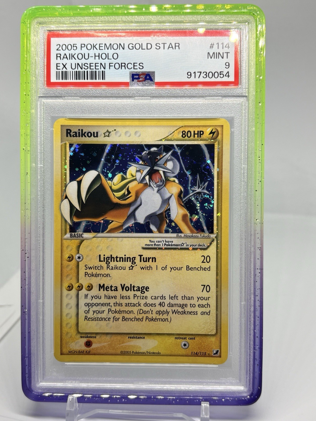 Raikou Holo 114/115 Gold Star Unseen Forces Pokemon PSA 9 Swirl 🌀