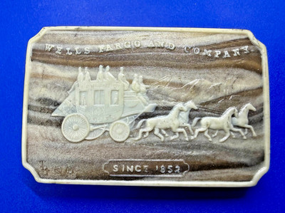 Wells Fargo and Company Since 1852 Stagecoach Carved Stone? Belt Buckle