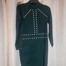 Women’s Lapis Hunter Green Grommet Detailed Sweater Dress Small