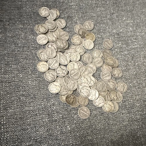 Mercury Dimes 1943 Silver 10C Circulated US Coins Bulk Lot 100