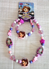 Vintage Girl's Disney Sofia the First Jewelry Set Beaded Necklace Bracelet