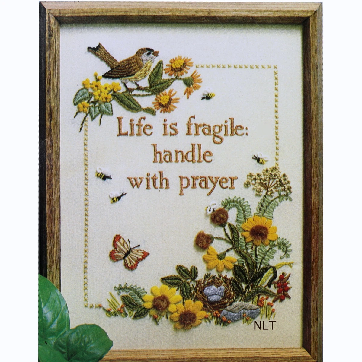 Kit De Broderie Jiffy Vintage Années 70 – Oiseaux Et Fleurs, Avec Tissu Et Aiguille
