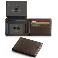 Billetera Cuero Hombre Trifold Delgada Con Bloqueo RFID Diseno Minimalista Nuevo