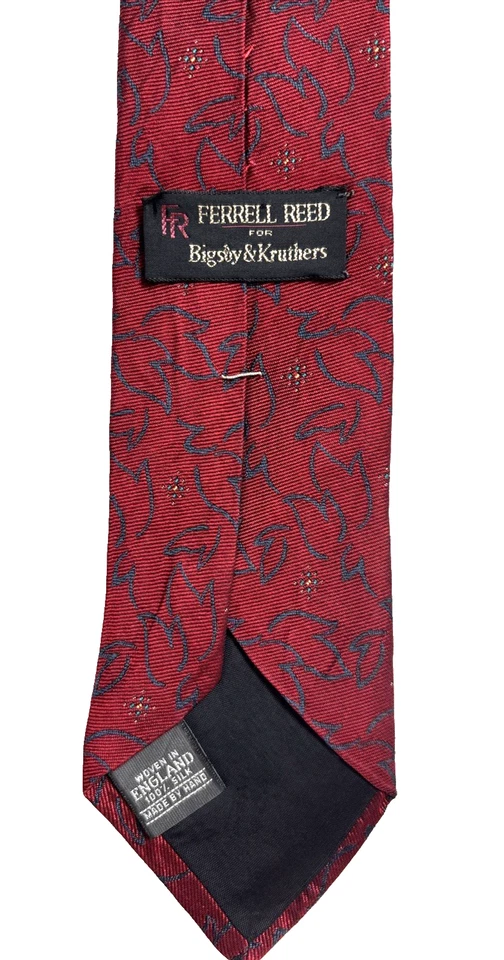 Ferrel Reed 100% silk Necktie Blue abstract on Burgundy made in Endland 58x3 1/4 - Image 2 of 4