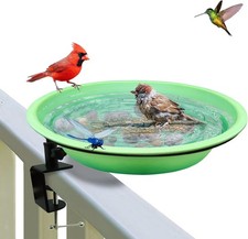 Deck Mounted Bird Bath  Feeder for Outdoors,Heavy Duty Clamp-On Balcony