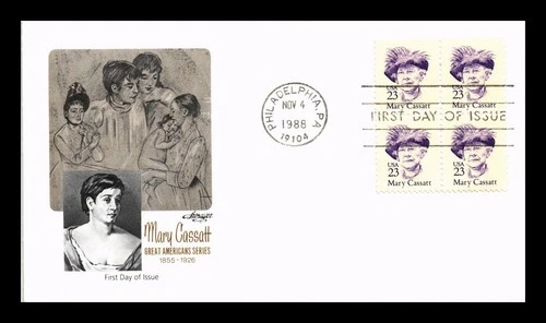 US COVER MARY CASSATT GREAT AMERICANS FIRST DAY ISSUE BLOCK ARTMASTER
