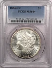 1884-CC Morgan Silver Dollar $1, PCGS MS64+ PLUS, Choice Uncirculated BU