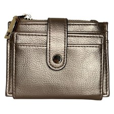 Jen  Co Sam Vegan Leather Wallet - Rose Gold Fold Out ID Card Slots Zip Close