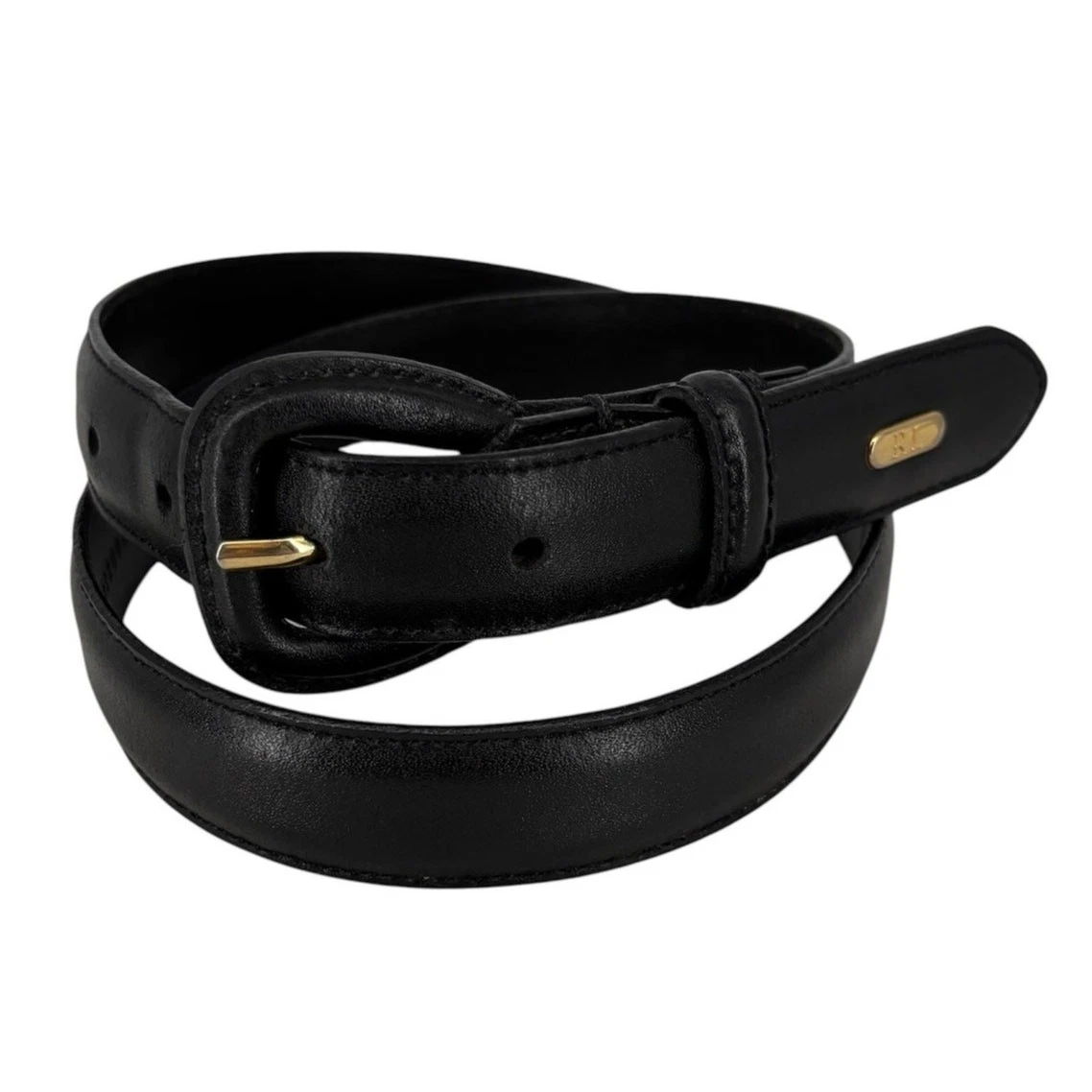 Women\'s Lauren Ralph Lauren Black Leather Belt Gold Buckle Medium Lauren Ralph Lauren Outlet: Belt woman - Black | 412980806  main image 3