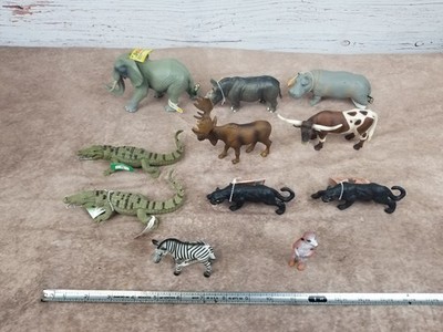 NOS Lot Of 11 Wild Safari Ltd & Schleich Animal Zebra Crocodile Moose Elephant