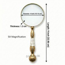Antique Brass Magnifying Glass Mother of Pearl Reading Magnifier Vintage Decor