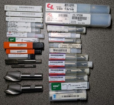 Machinist Tool Lot 27pc End Mills Taps Drills HSS Widia Cleveland