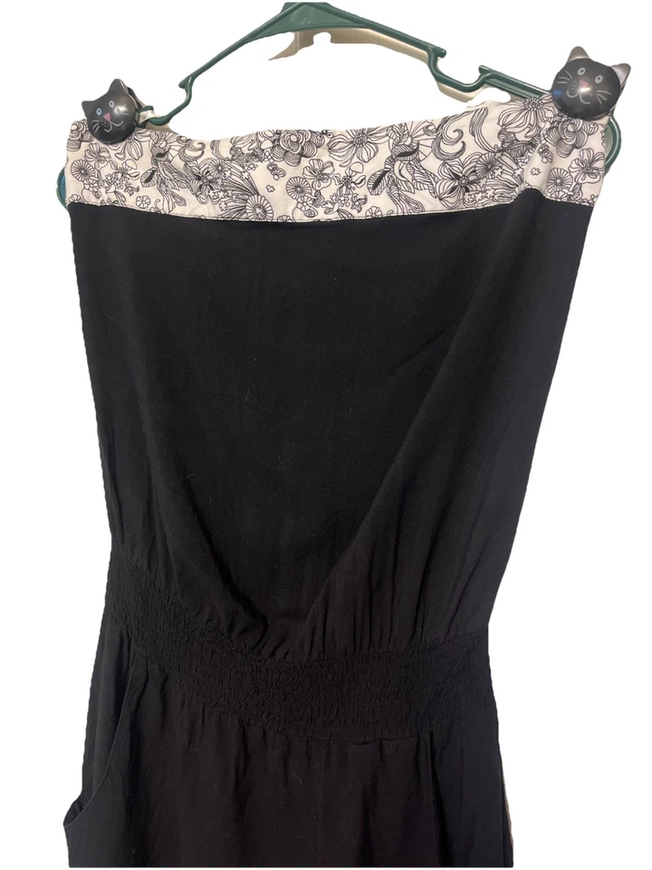 Vans Strapless Cover Up  Large Black / White Mushroom Floral Trim - Image 2 of 4