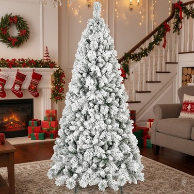 4FT Artificial Plant w/ 350 Tips Flocked Christmas Tree Snowy PVC Branches Decor