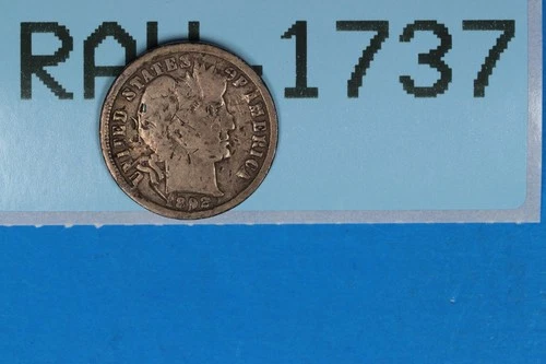 1892-O 10C LIBERTY HEAD BARBER SILVER DIME Early US Type RAW-1737