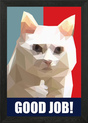 GOOD JOB CAT MEME Gerahmtes Wandbild Poster Leinwanddruck Bild