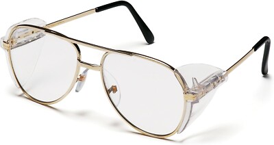 Pathfinder Aviator Safety Glasses with Gold Frame and Clear Lens