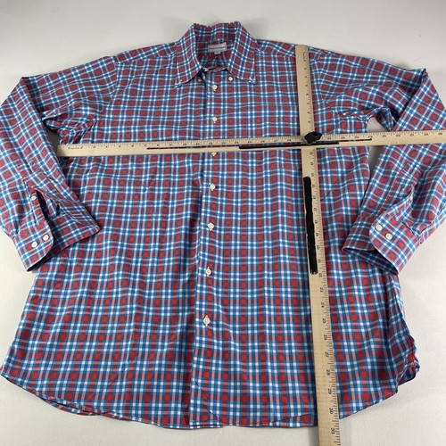 Maus & Hoffman Shirt Men's Large Blue Red Gingham Plaid Check Button Down USA - Picture 7 of 10
