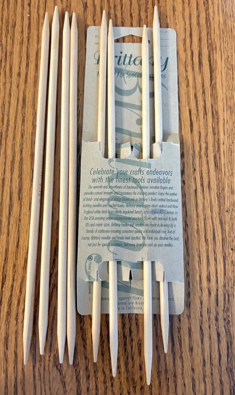 Brittany Birch DPN Double Point Knitting Needle Sizes 9 and 10 - 10"