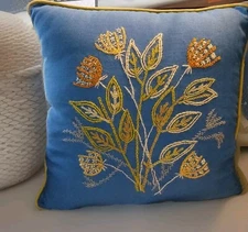 Floral Accent  Pillow Cottagecore Handmade 17"x17” Cotton Blend Cover Multicolor
