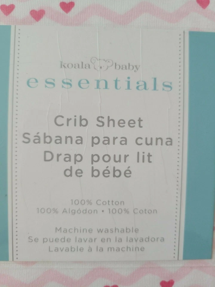 ¡NUEVO! Sábana bajera Koala Baby Essentials 100 % algodón estampado corazón paquete abierto  Foto 3 de 4