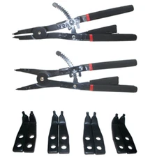 16" Circlip Snap Ring Ratchet Pliers Set with 12 Tips – 2 Piece Heavy Duty Tool