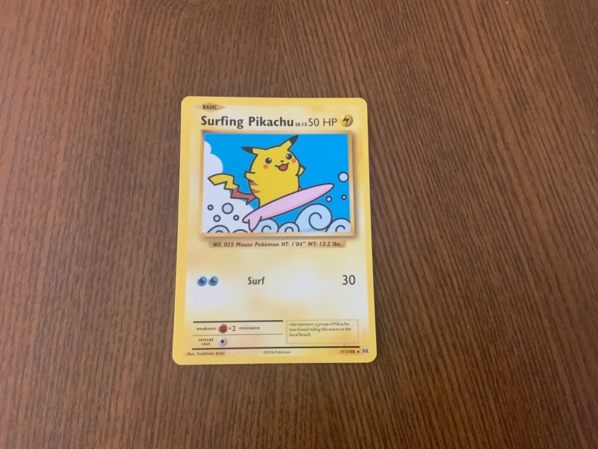 surfing pikachu pokemon card value 2016 Pokemon Surfing Pikachu 111/108 Secret Rare XY Evolutions - PSA 9